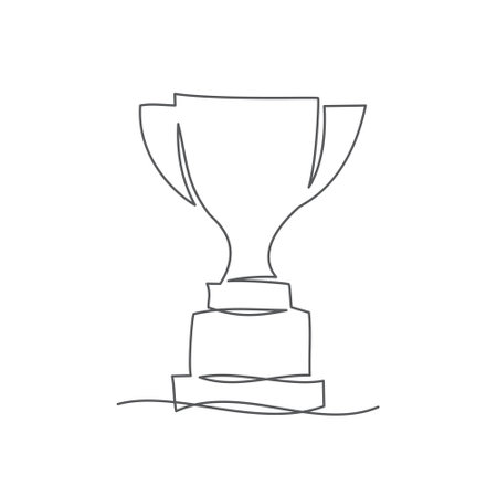 Champion cup One line drawing on whiteのイラスト素材