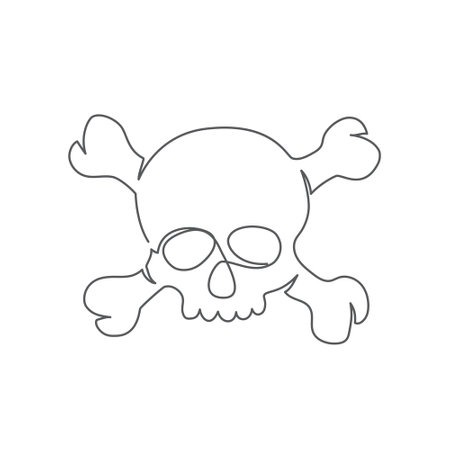 Skull One line drawing isolated on whiteのイラスト素材