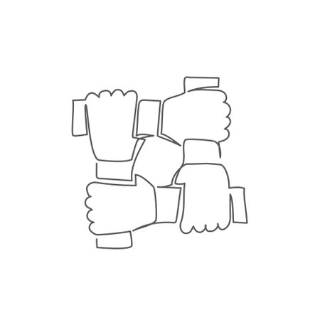 Teamwork One line drawing on whiteのイラスト素材