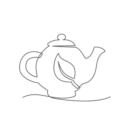 Teapot One line drawing on white backgroundのイラスト素材