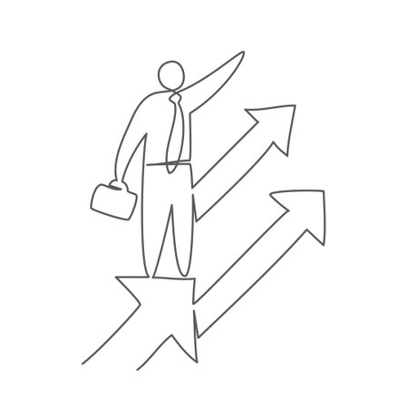 Business growth concept One line drawing onのイラスト素材