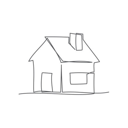House One line drawing on white backgroundのイラスト素材