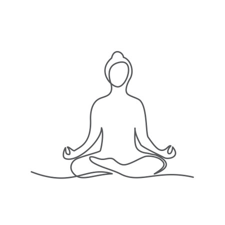 Yoga One line drawing on white backgroundのイラスト素材