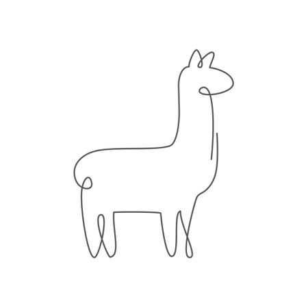 Llama One line drawing on white backgroundのイラスト素材