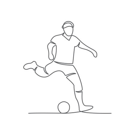 Soccer One line drawing on white backgroundのイラスト素材