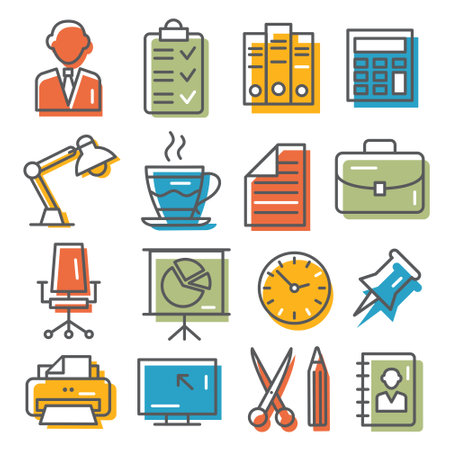 Office icons on white backgroundのイラスト素材