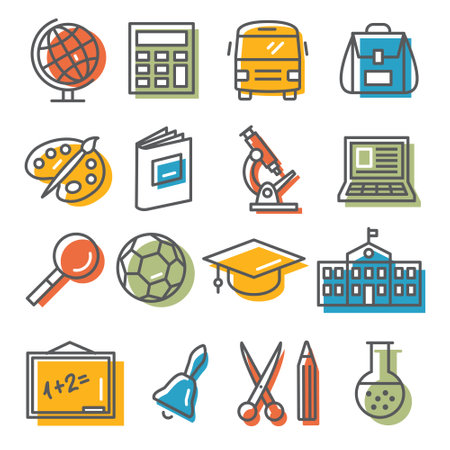 School and Education Icons on white backgroundのイラスト素材