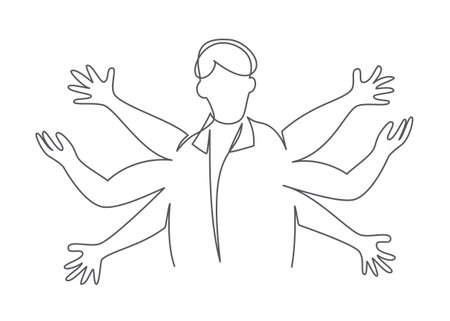 Skills One line drawing on white backgroundのイラスト素材