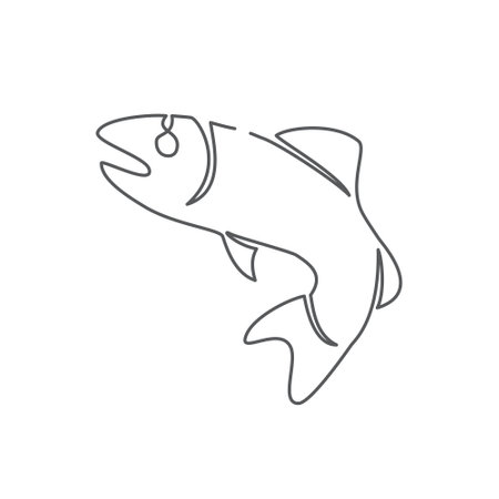 Fish One line drawing on white backgroundのイラスト素材