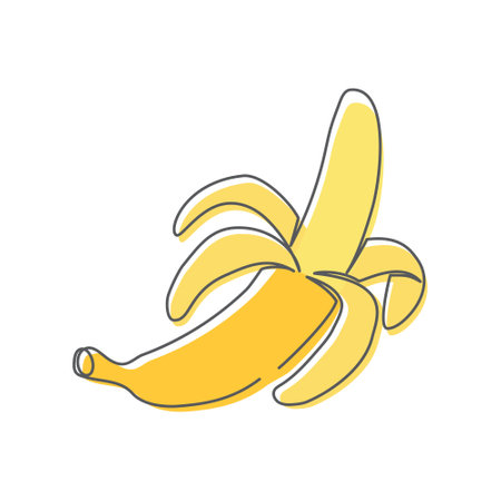Banana One line drawing on white backgroundのイラスト素材