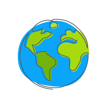 Earth One line drawing isolated on whiteのイラスト素材