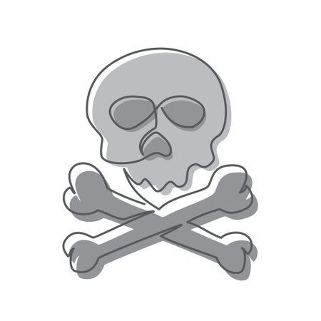 Skull One line drawing isolated on whiteのイラスト素材