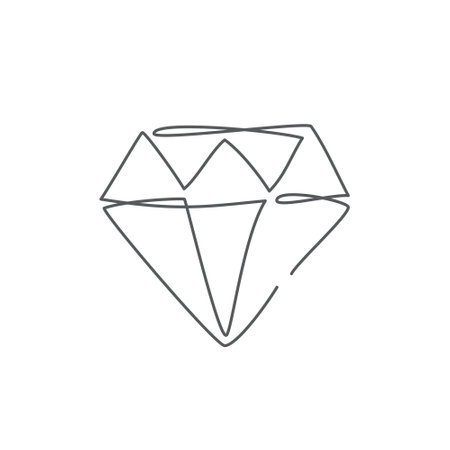 Diamond One line drawing on white backgroundのイラスト素材