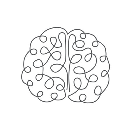 Brain One line drawing on white backgroundのイラスト素材