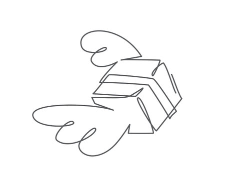 Delivery One line drawing on white backgroundのイラスト素材