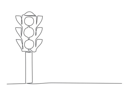 Traffic light One line drawing on whiteのイラスト素材