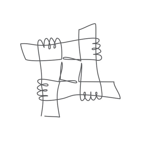 Teamwork One line drawing on white backgroundのイラスト素材