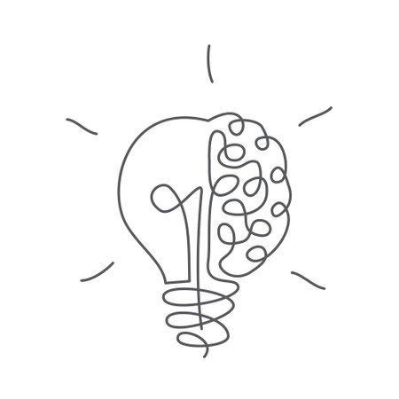 Knowledge One line drawing on white backgroundのイラスト素材
