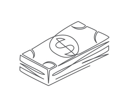 Money One line drawing on white backgroundのイラスト素材