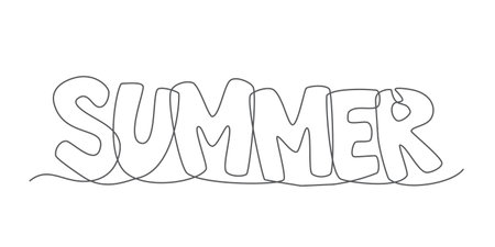Summer One line drawing on white backgroundのイラスト素材