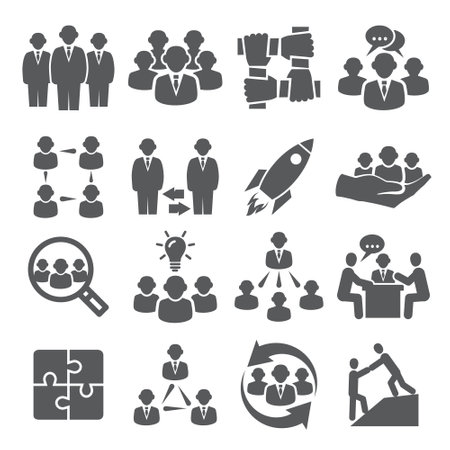 Teamwork icons set on white backgroundのイラスト素材