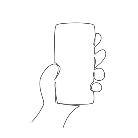 Telephone in hand One line drawing onのイラスト素材