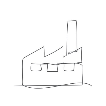 Factory One line drawing on white backgroundのイラスト素材