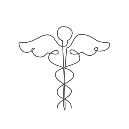 Medical symbol One line drawing on whiteのイラスト素材