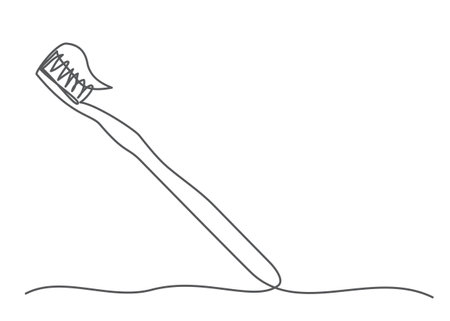 Toothbrush One line drawing on white backgroundのイラスト素材