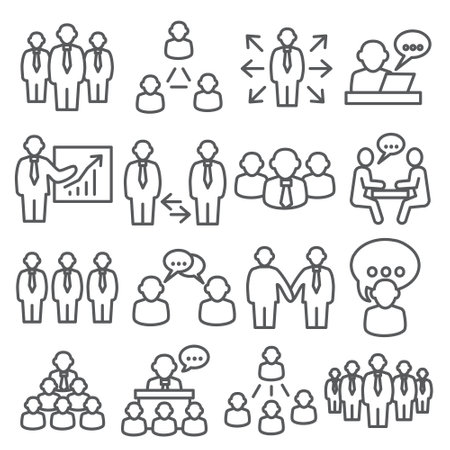 Business people line icons set on whiteのイラスト素材