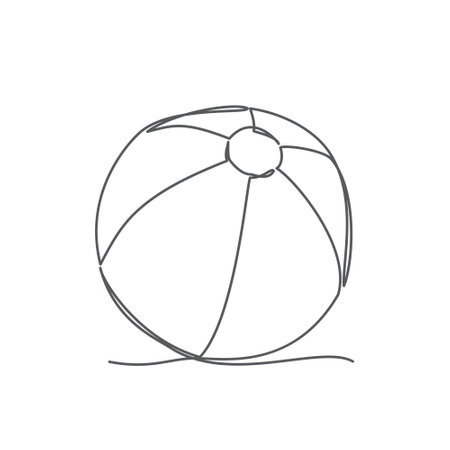 Beach ball One line drawing on whiteのイラスト素材