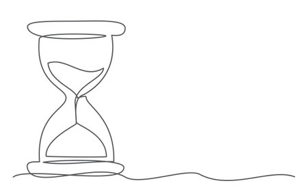 Hourglass background One line drawing on whiteのイラスト素材