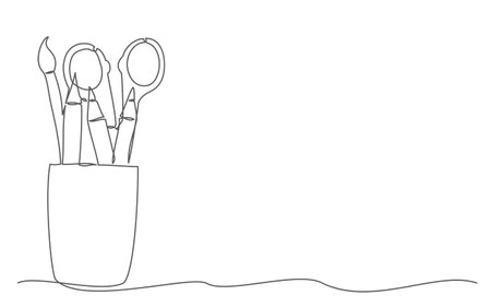 Stationery background One line drawing on whiteのイラスト素材