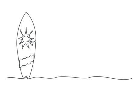 Surfing background One line drawing on whiteのイラスト素材