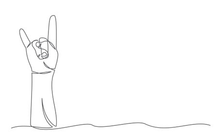 Rock One line drawing on white backgroundのイラスト素材