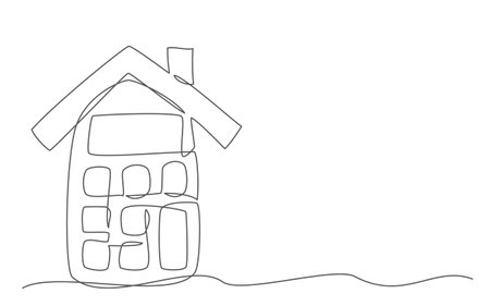 Mortgage One line drawing on white backgroundのイラスト素材