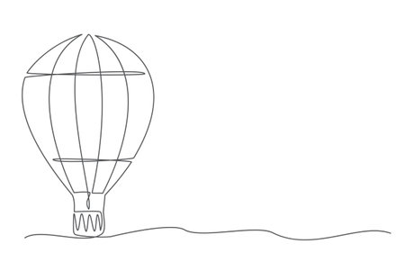 Hot air balloon One line drawing onのイラスト素材