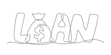 Loan One line drawing on white backgroundのイラスト素材