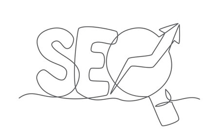 SEO One line drawing on white backgroundのイラスト素材