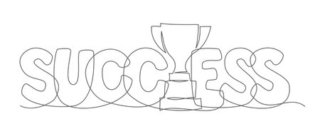 Success One line drawing on white backgroundのイラスト素材