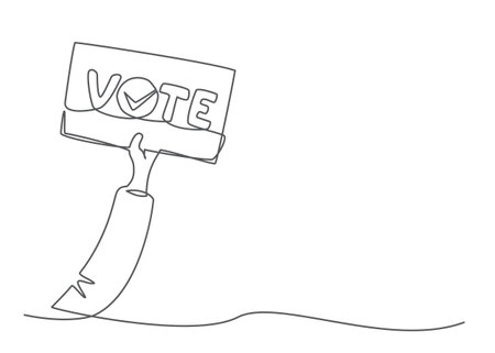 Voting One line drawing isolated on whiteのイラスト素材