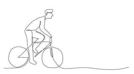 Bicycle One line drawing isolated on whiteのイラスト素材