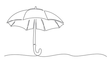Umbrella One line drawing isolated on whiteのイラスト素材
