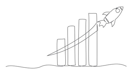 Startup One line drawing isolated on whiteのイラスト素材