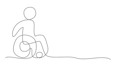 Disabled One line drawing isolated on whiteのイラスト素材