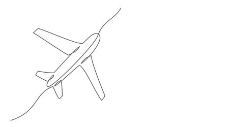 Airplane One line drawing isolated on whiteのイラスト素材