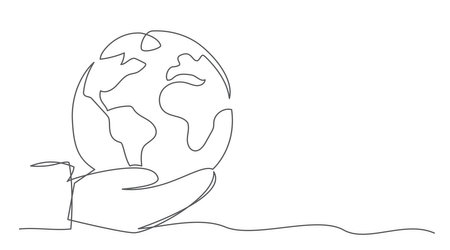 Ecology One line drawing isolated on whiteのイラスト素材