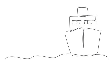 Ship One line drawing isolated on whiteのイラスト素材