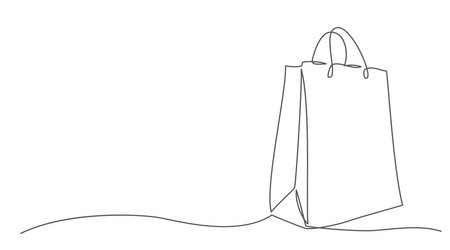Shopping One line drawing isolated on whiteのイラスト素材