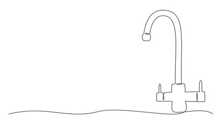 Faucet One line drawing isolated on whiteのイラスト素材